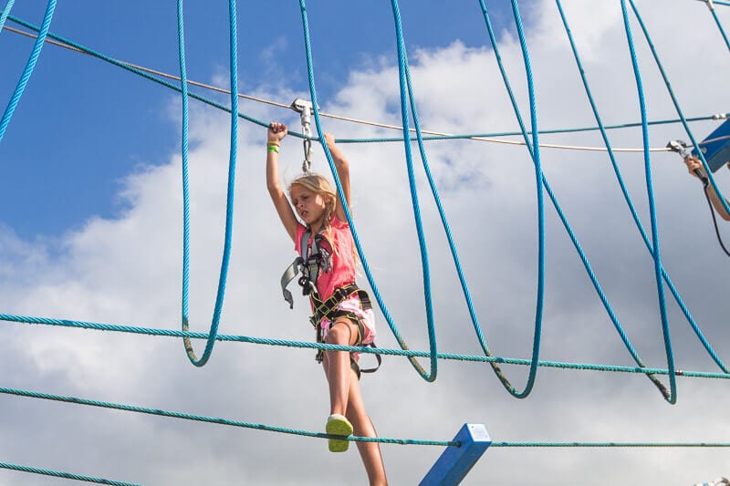 kalyra walking on Sky ropes course on carnival Vista