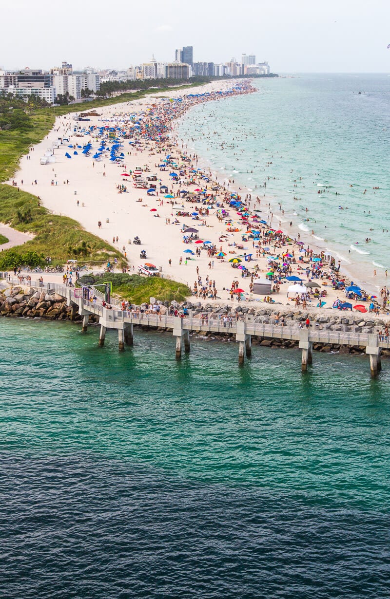 Awesome view of South Beach Miami as Carnival Vista departs for a 6 day Western Caribbean Cruise to Jamaica, Grand Caymans and Cozumel.