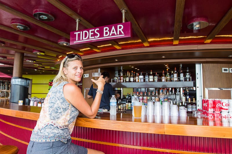 woman sitting at a bar