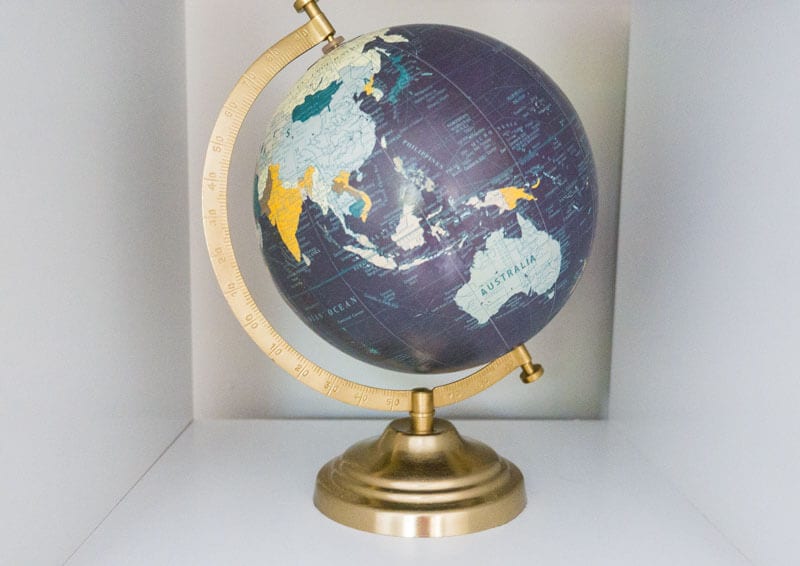 world globe on shelf