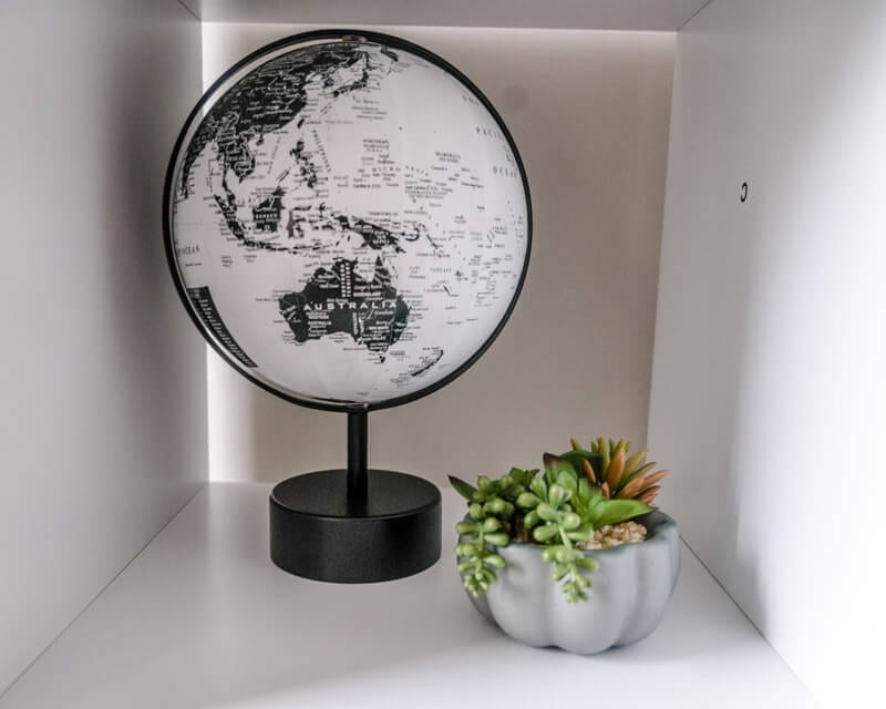 world globe on shelf