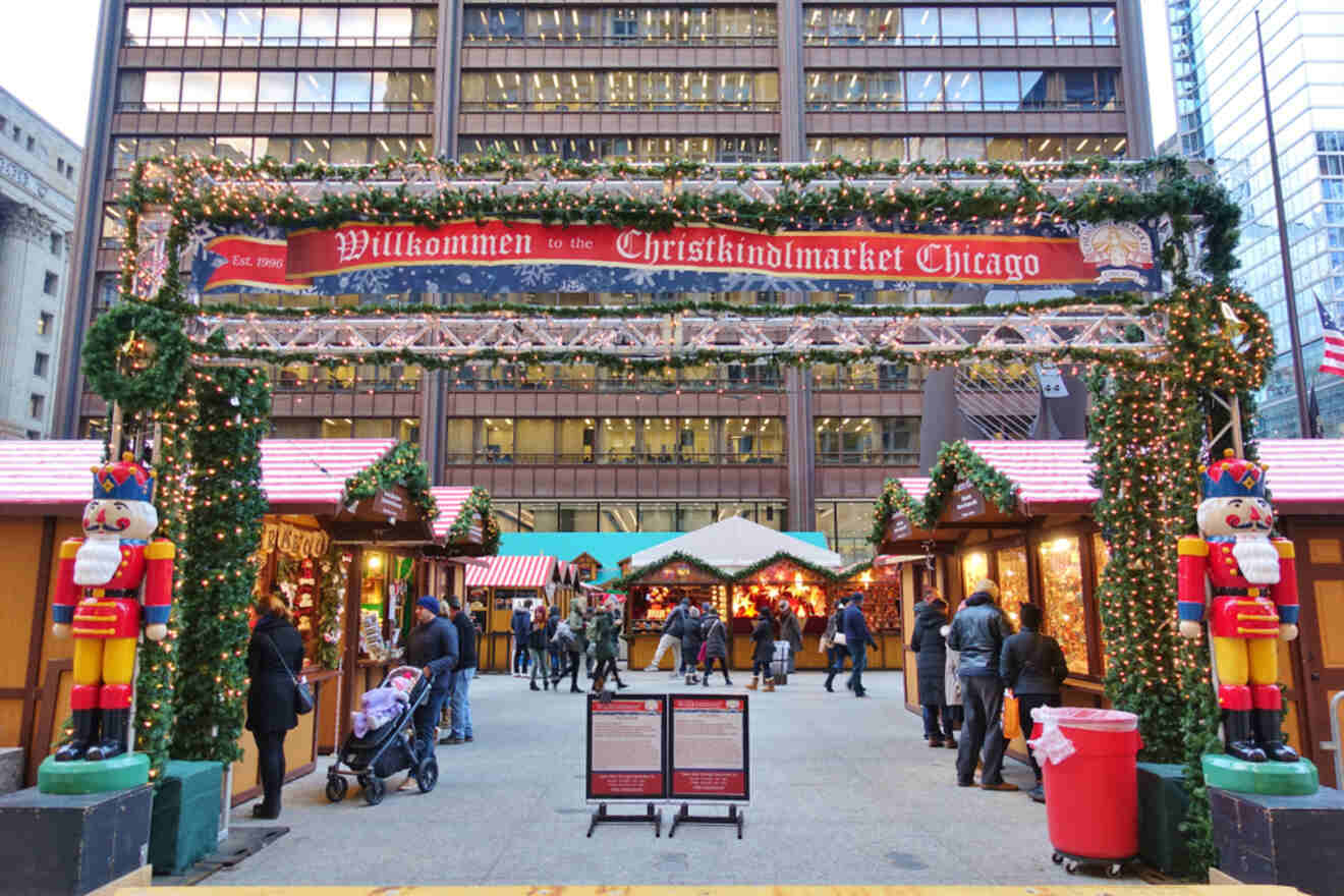 the entrance to a Christmas market