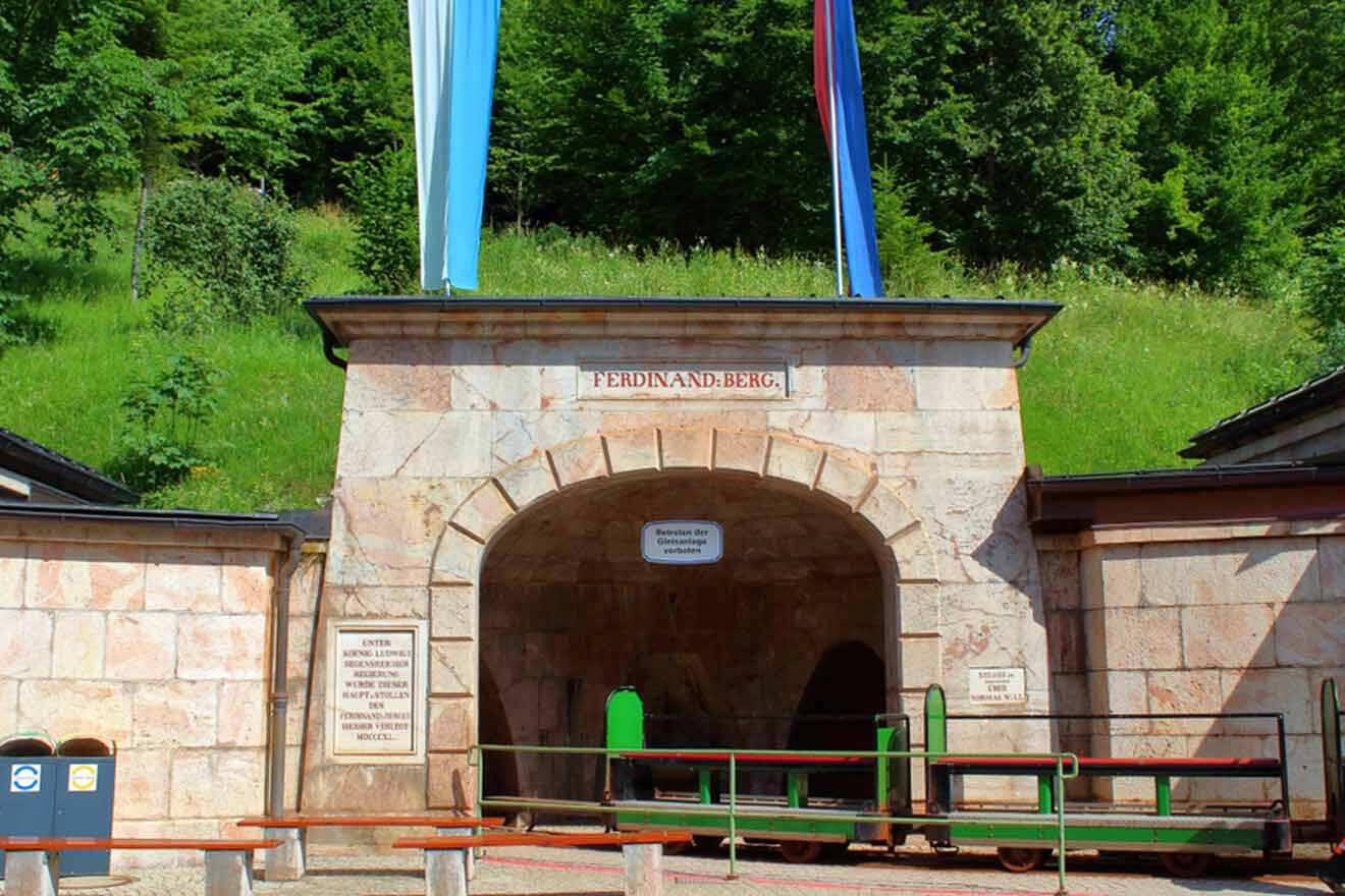 A stone building with a flag on it.