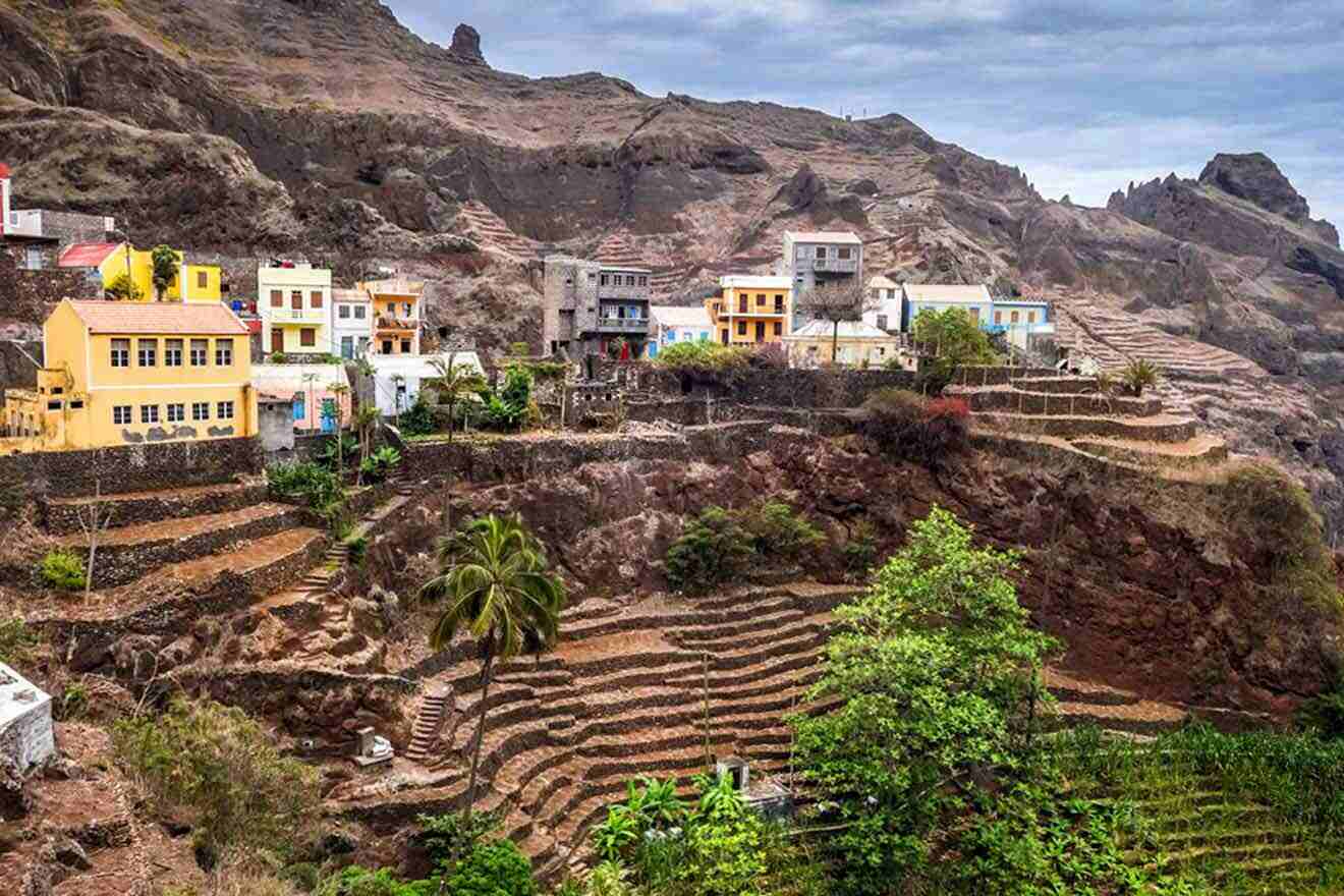 A village on the side of a mountain.