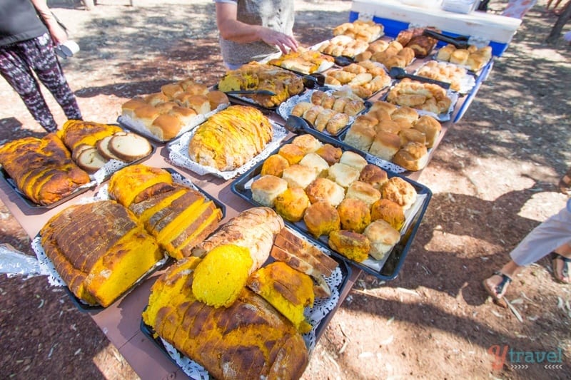 table filled with damper and scones