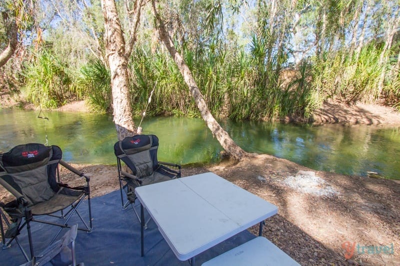 camp chairs beside the Gregory River - 