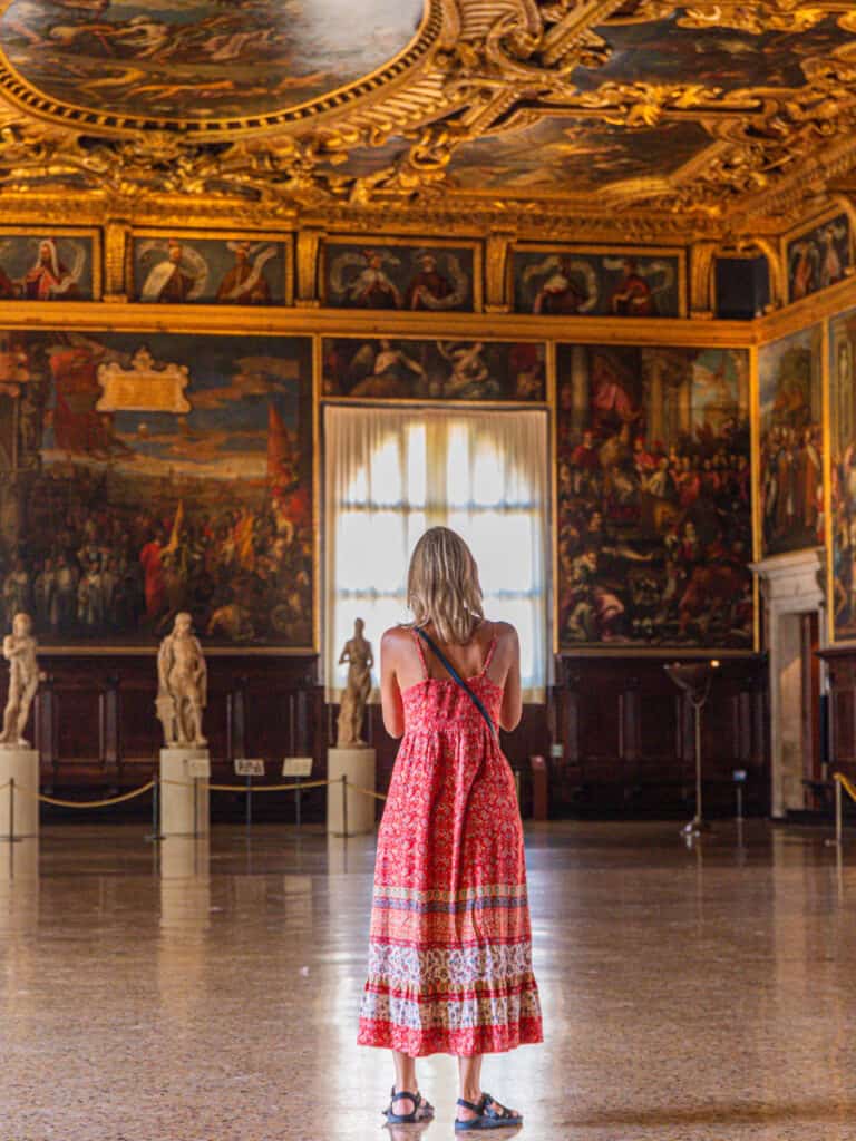 caz inside grand ballroom of Doge's Palace