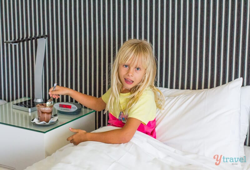 girl having breakfast in bed