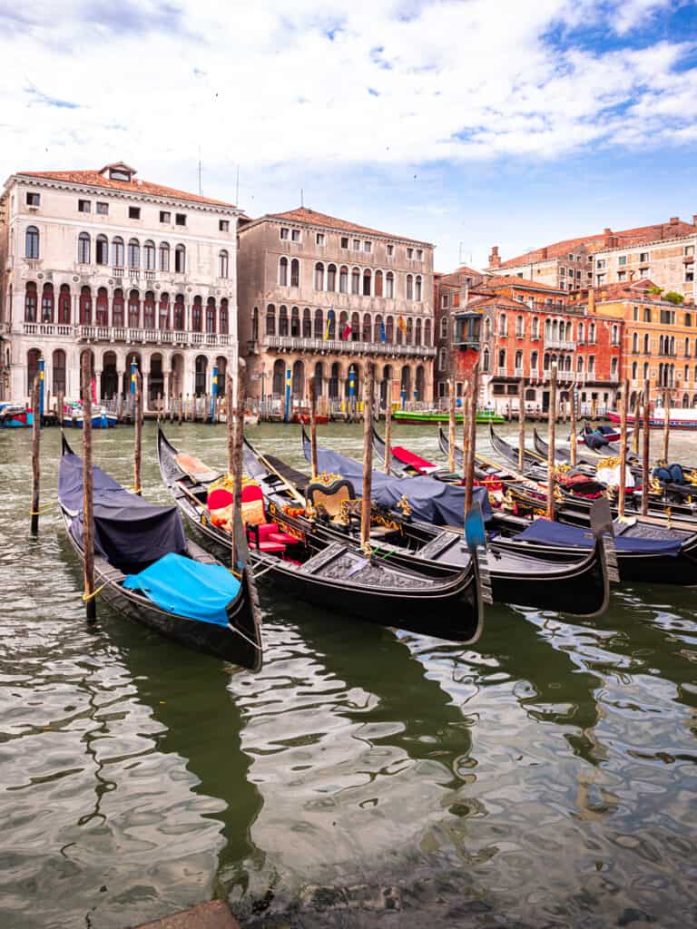 gondolas lined up on canal