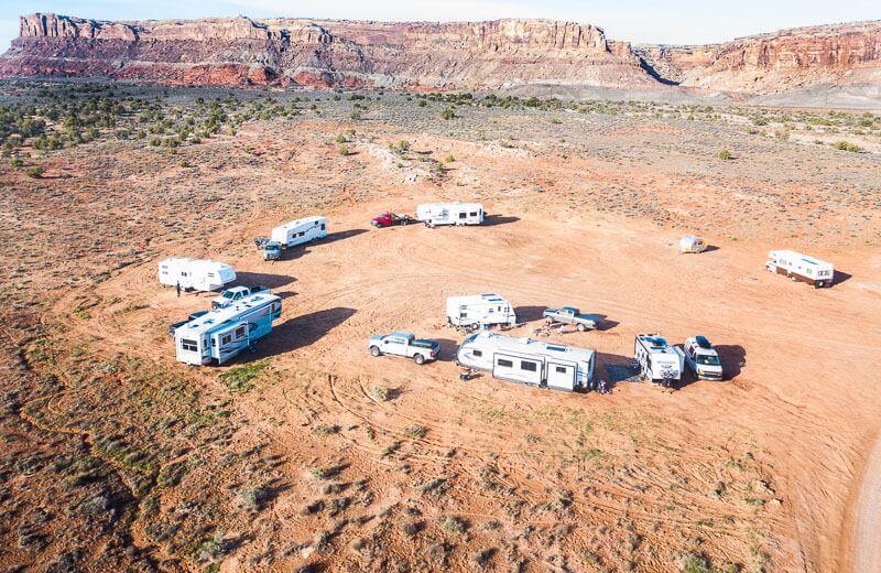 caravans parked in the desert