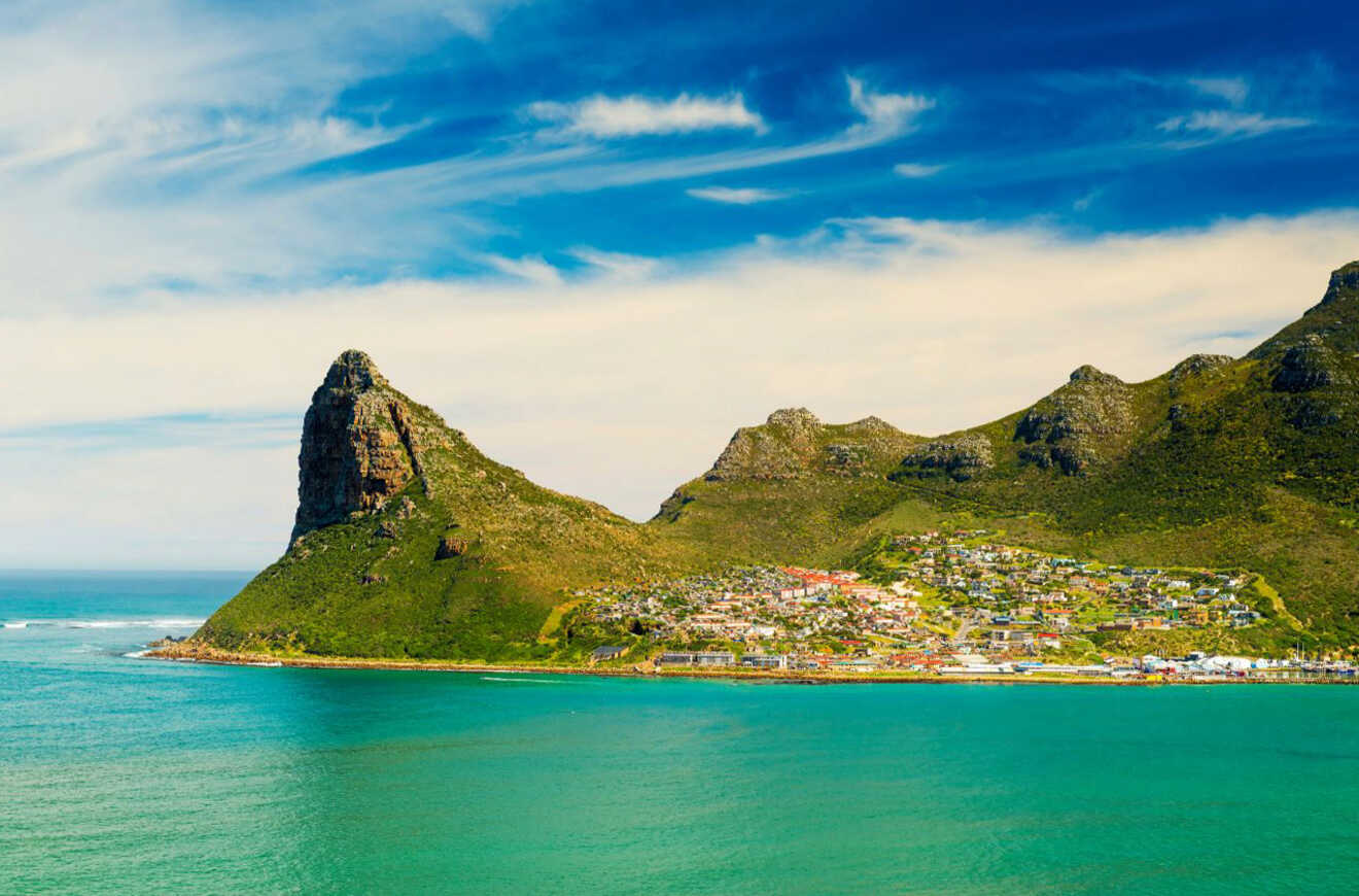 view of a coastal village on a penninsula