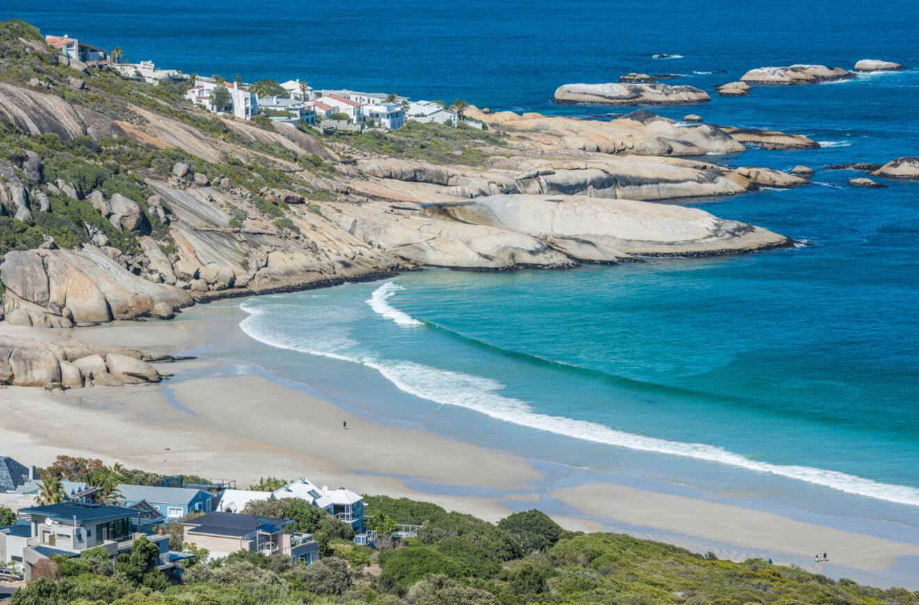 aerial view of a beach in a bay