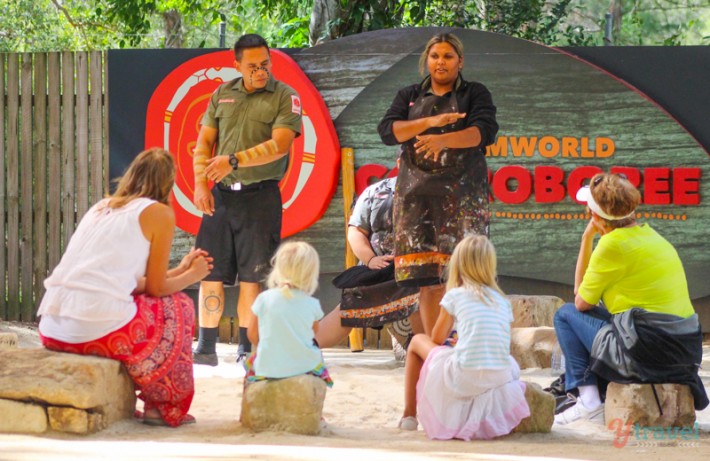 watching aboriginal demonstration at Dreamworld, Gold Coast, Australia