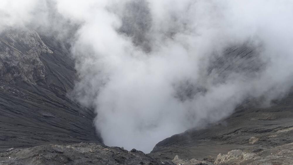 smoky crater of mount bromo