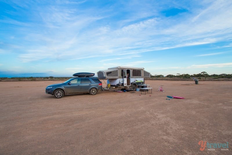 This was our powered-site at a roadhouse on the Nullarbor