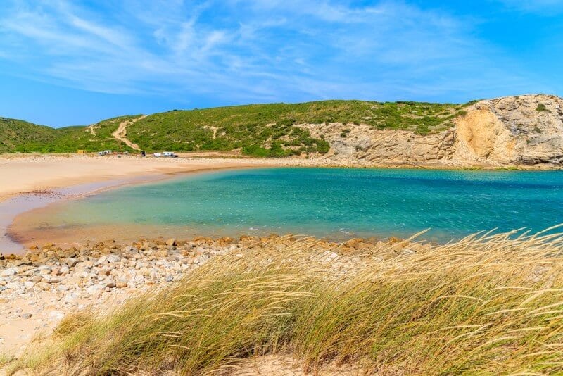 turquoise water of Praia do Barranco Beach Portugal 