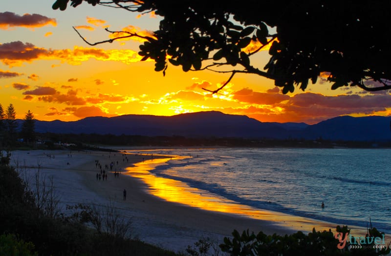 orange Sunset at Byron Bay, NSW, Australia