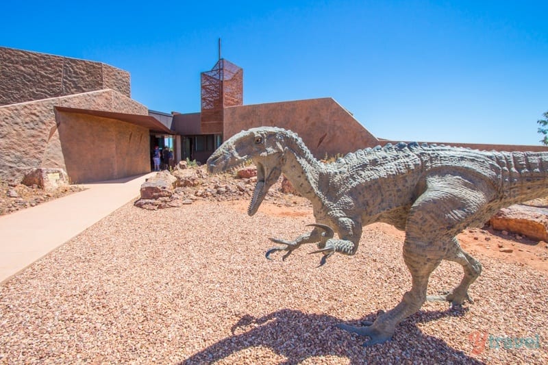 dinosaur outside museum