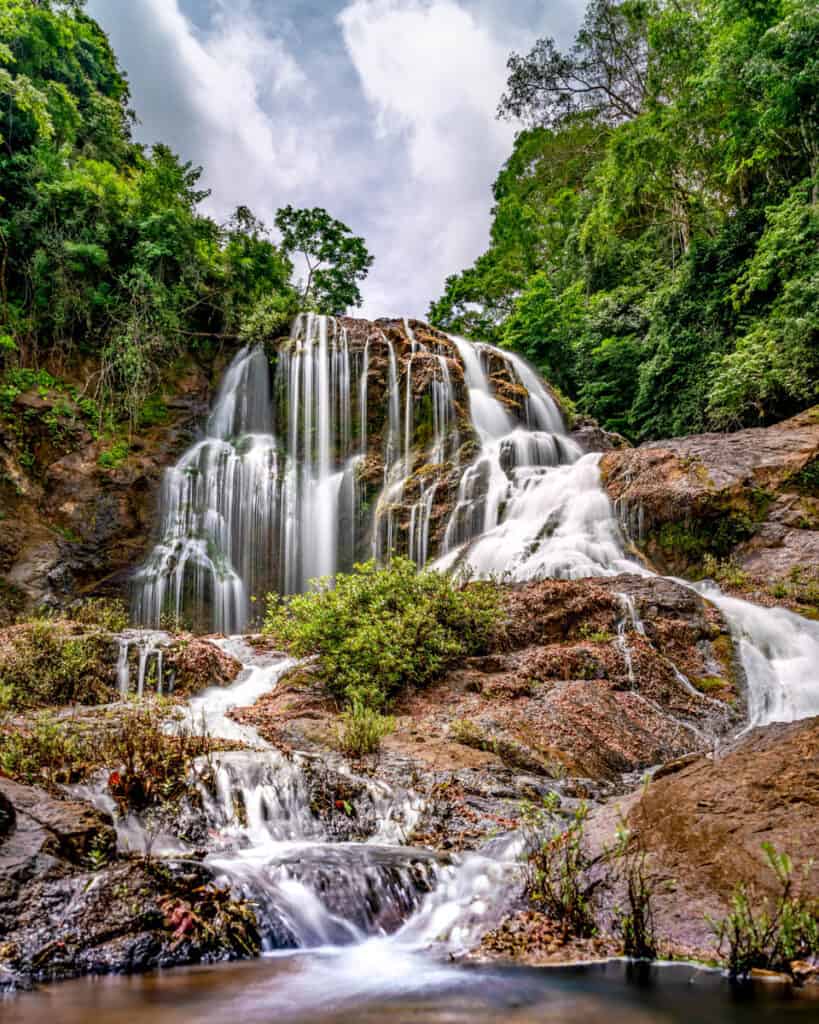 Long exposure of a waterfall in Costa Rica rainforest.