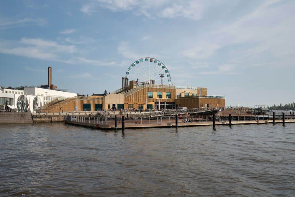 Allas Sea Pool with ferris whell behind it