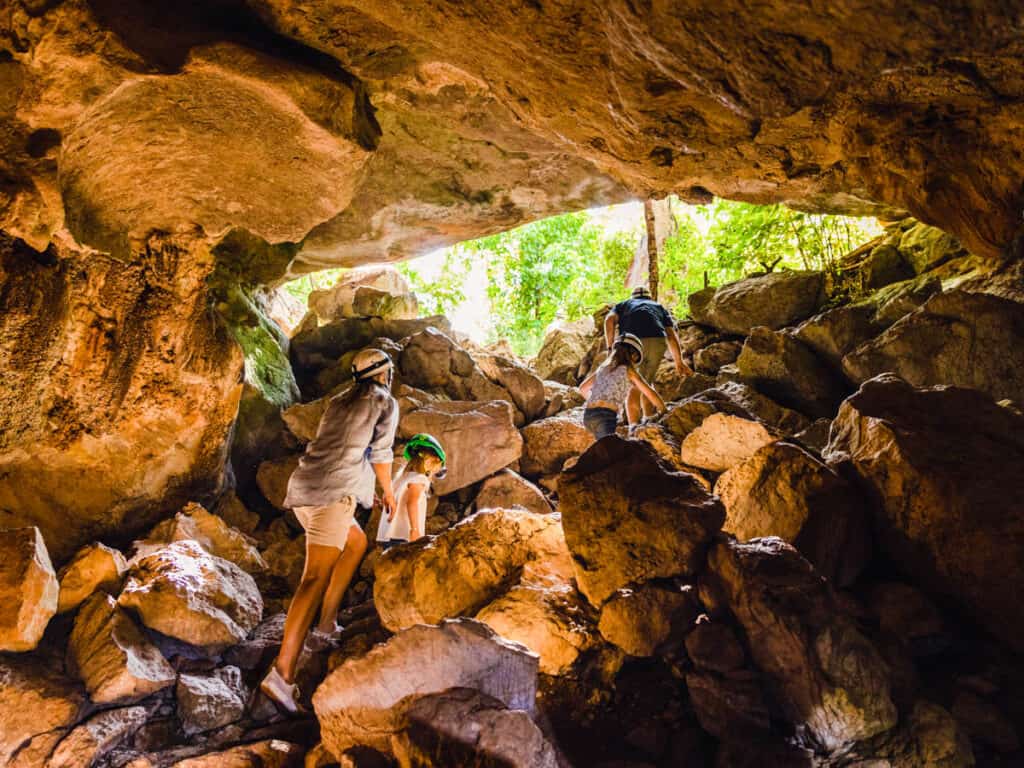 Family on Capricorn Explored guided tour thorugh caves