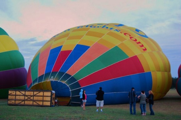 blowing up hot air balloon