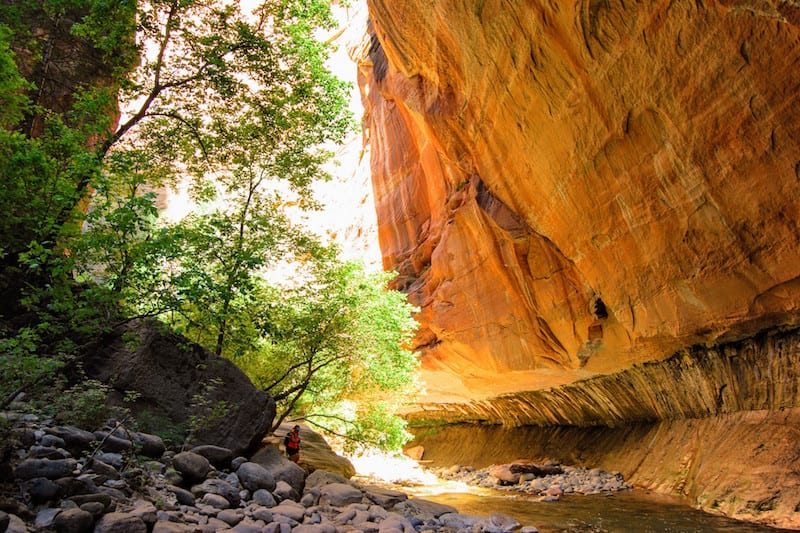 sun coming through the The Grotto in The Narrows 