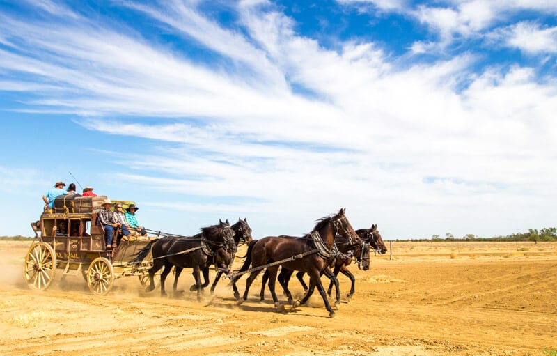 Stagecoach ride through the outback with Kinnan & Co in Longreach, Outback Queensland