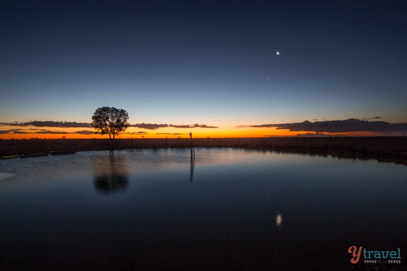 sunset over billabong