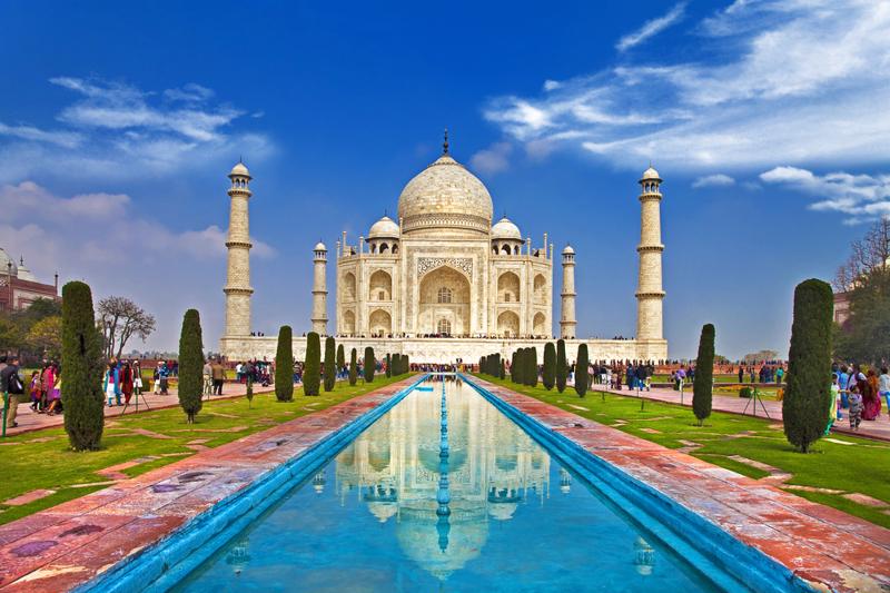 taj mahal in front of water