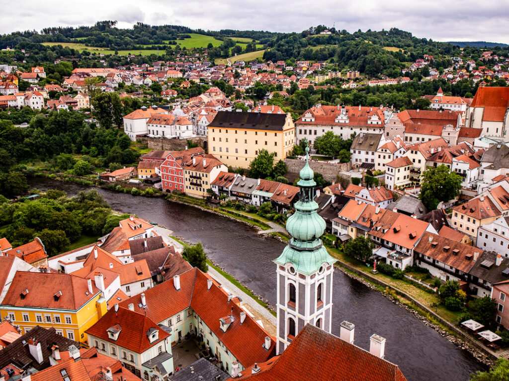 view overlooking old town of cesky krumlov