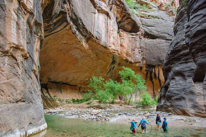 Hiking the Narrows with sticks