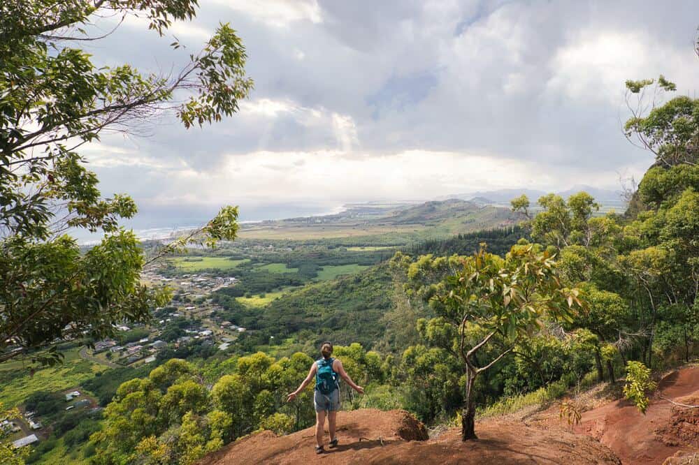 person hiking the sleeping giant kauai