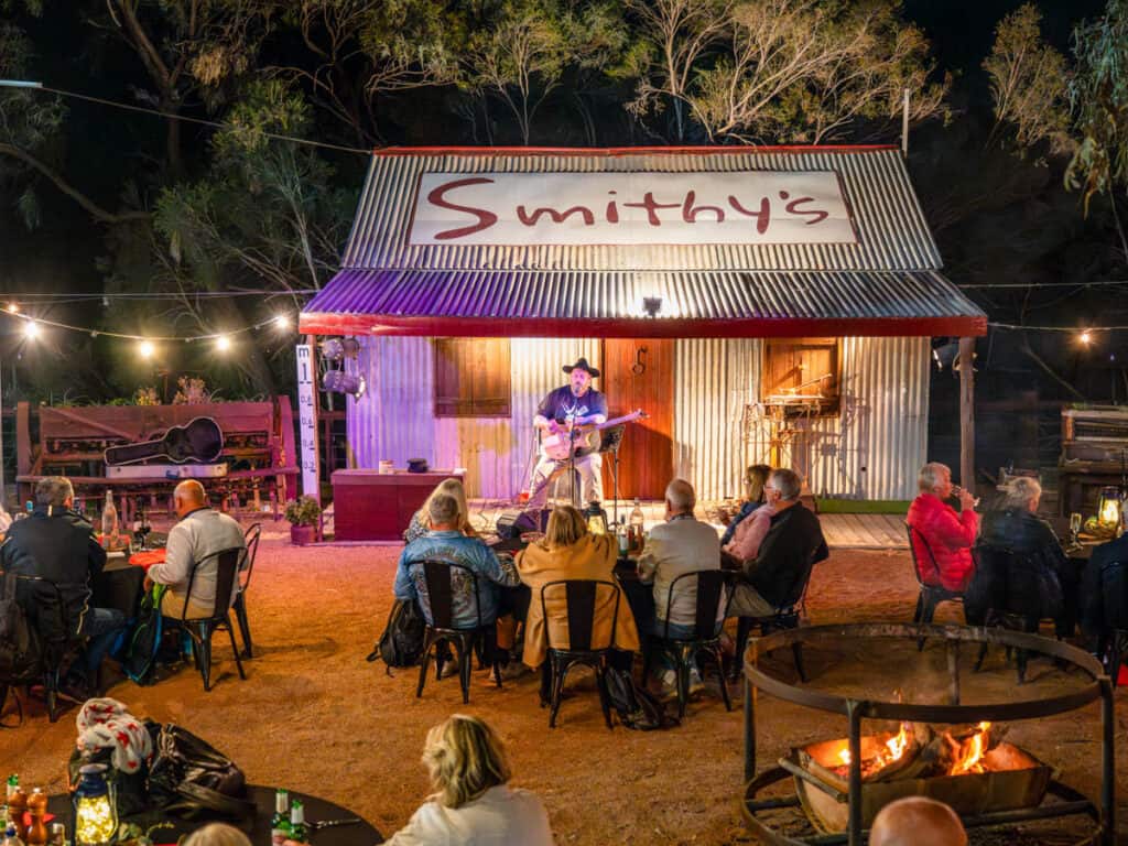 diners outside enjoying Smithy's Outback Dinner and Show