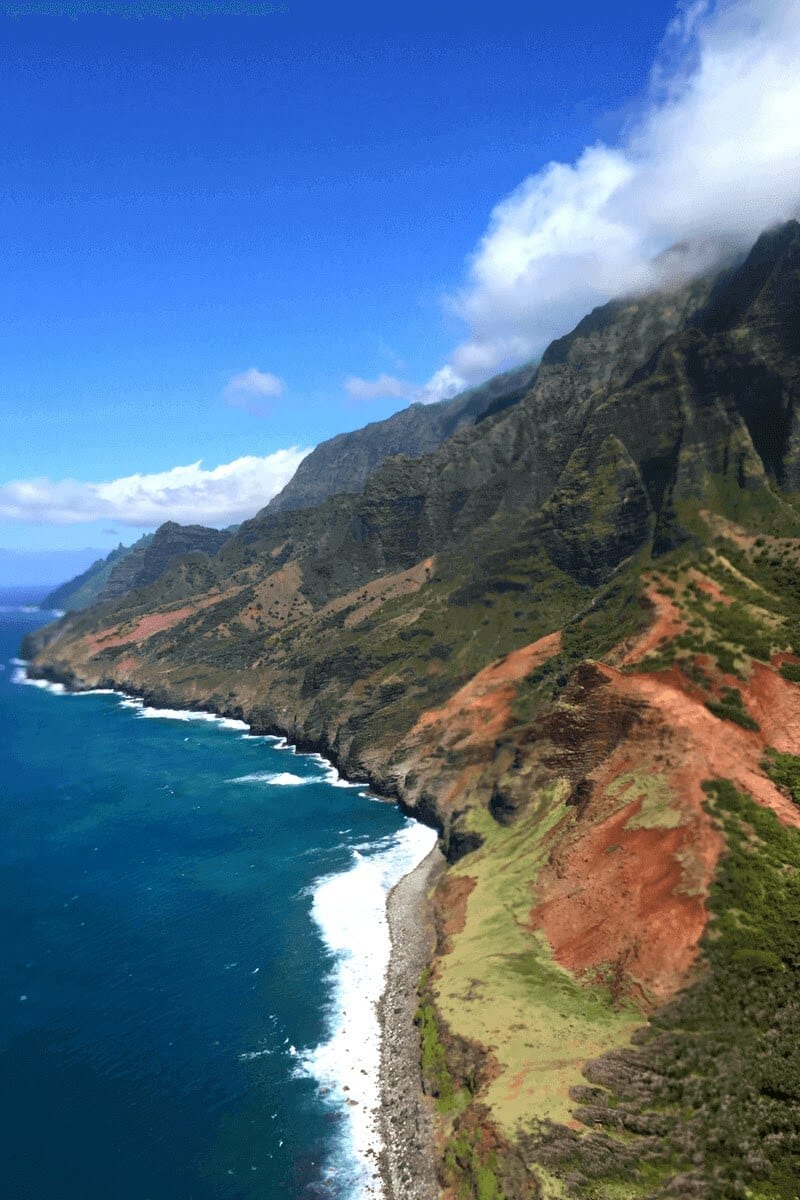 aerial view of The Napali Coast.line