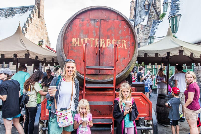 family in front of butterbeer truck