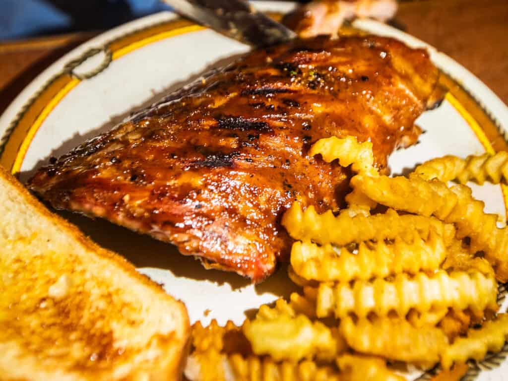 BBQ ribs on a plate.