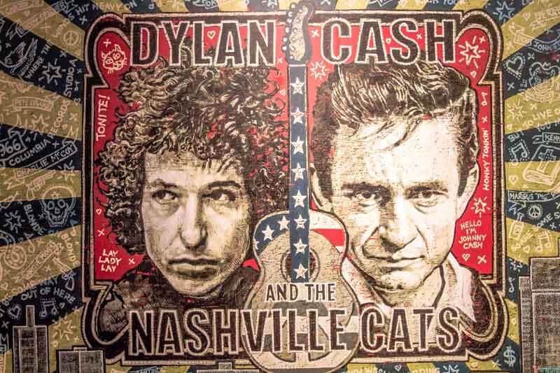 sketch poster of bob dylan and johnny cash