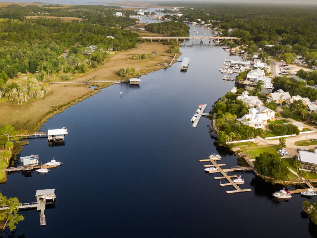 Boats on a river.