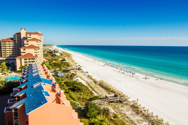 long white sandy stretch of Panama City Beach