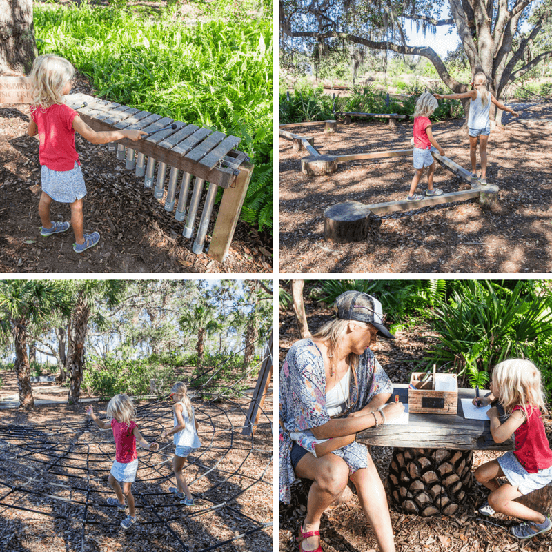 girls playing in Bok Tower Gardens 