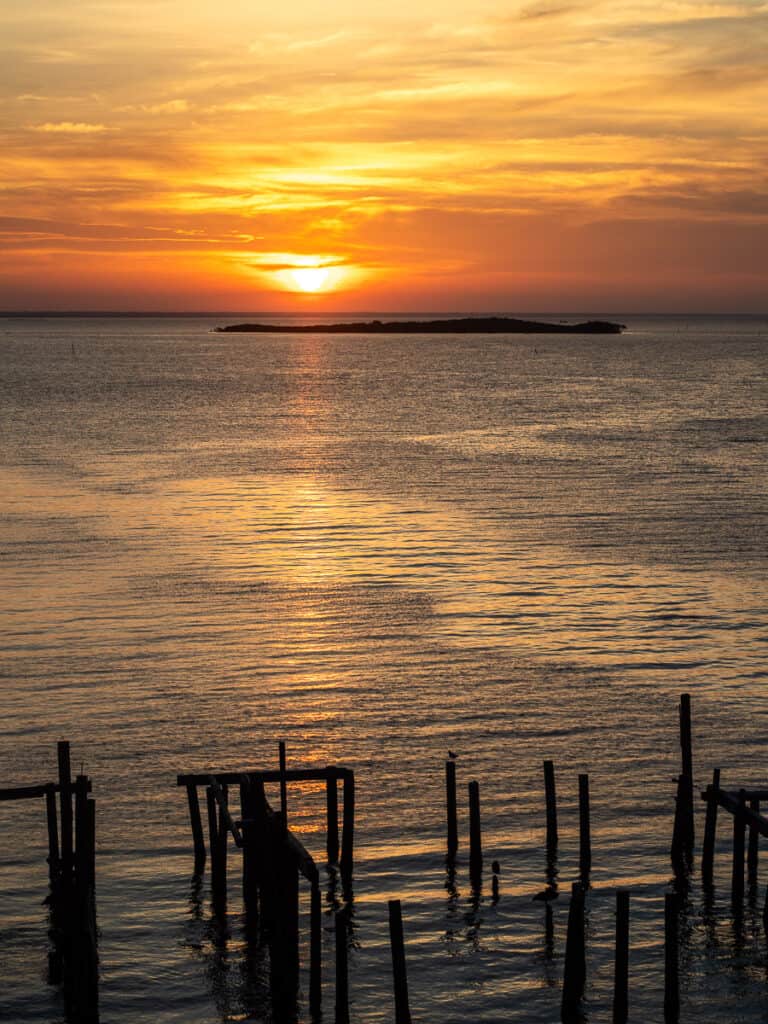 Sunrise over an ocean.