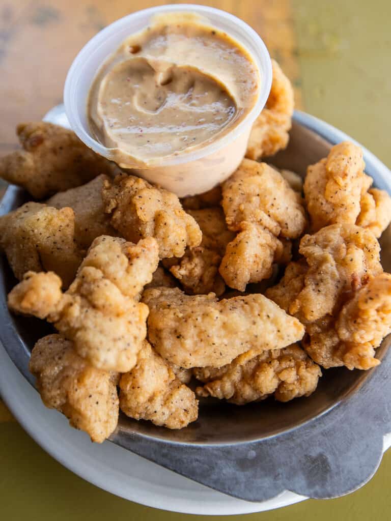 Plate of gator bites.