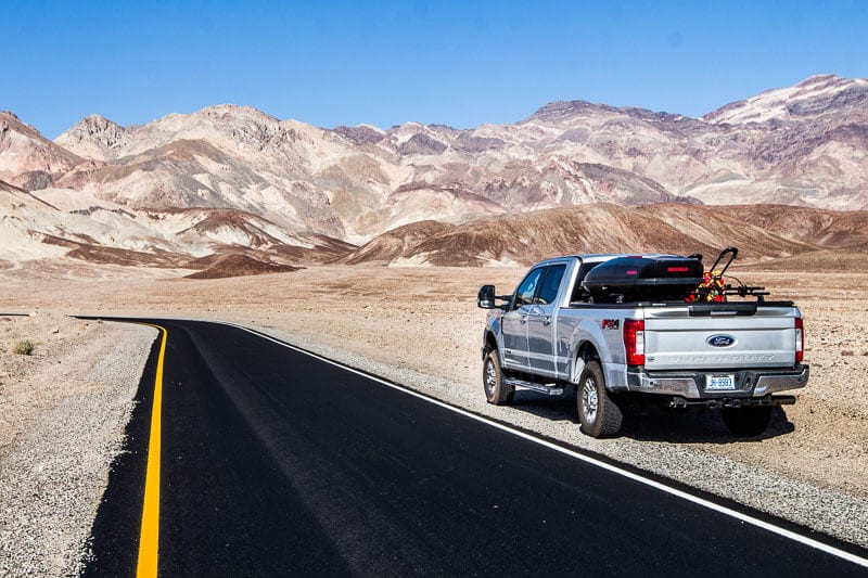 f250 on side of road on artists drive death valley